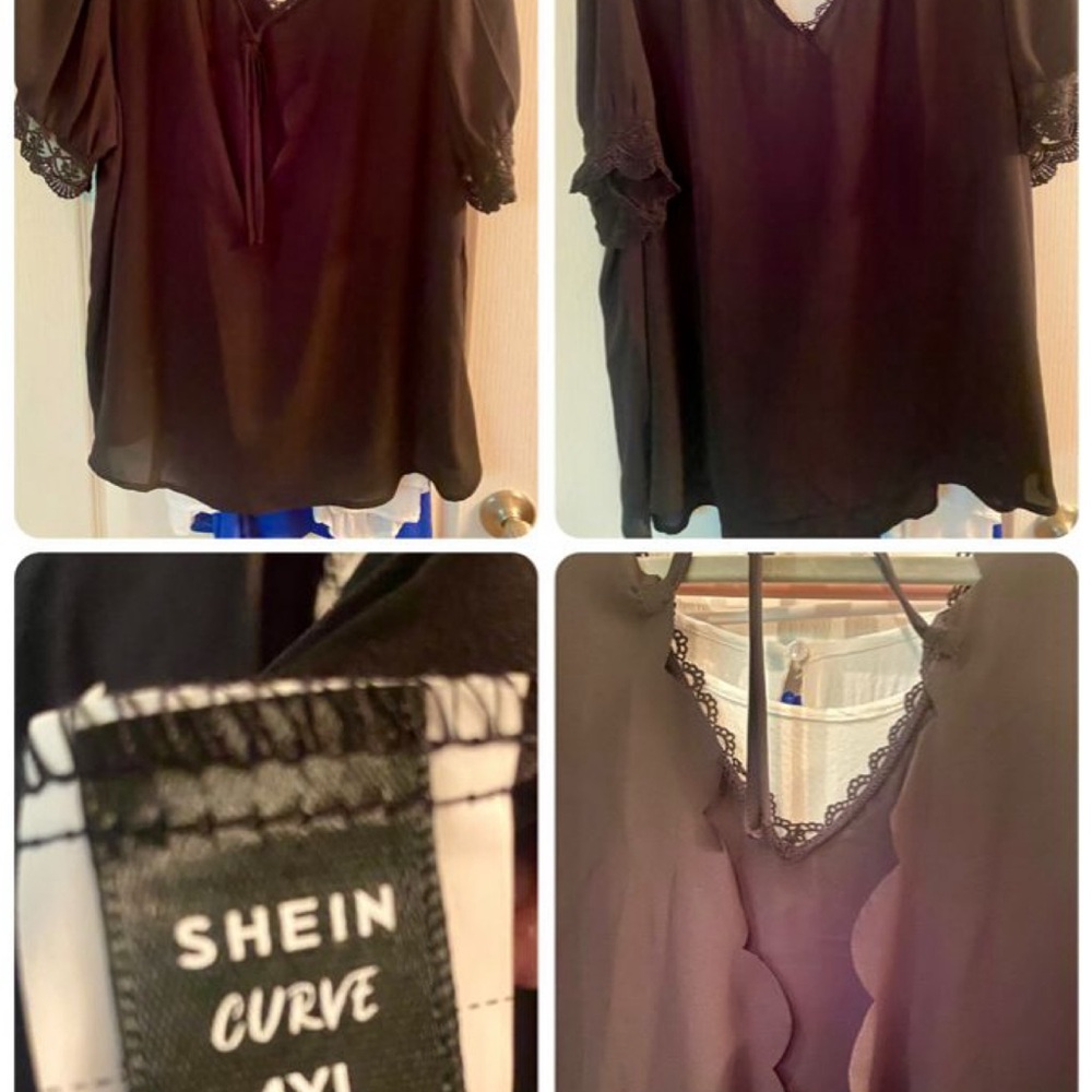 SHEIN Black Sheer Relaxed Blouse